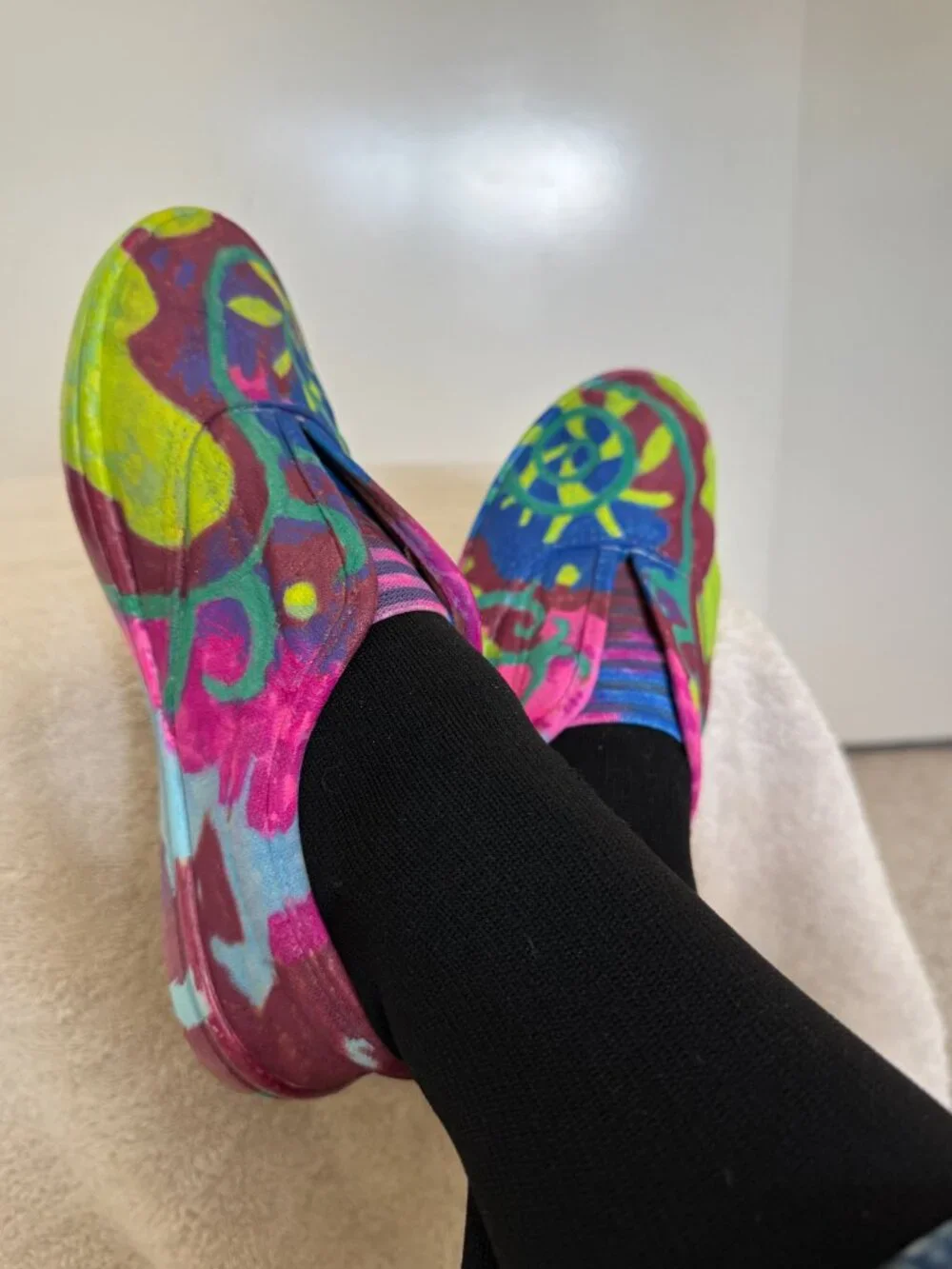 Painted Original Slide On Shoes Casual Colorful Artistic Fun